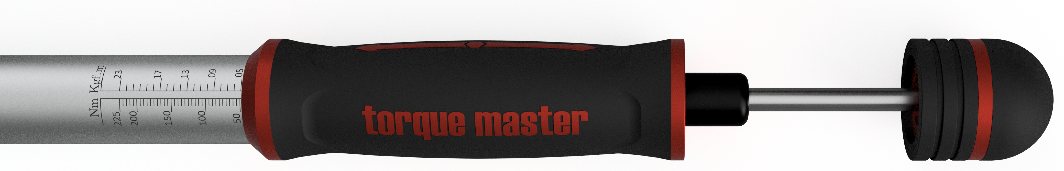 Torque Master torque wrench handle with the torque-setting knob pulled straight out from the end of the grip