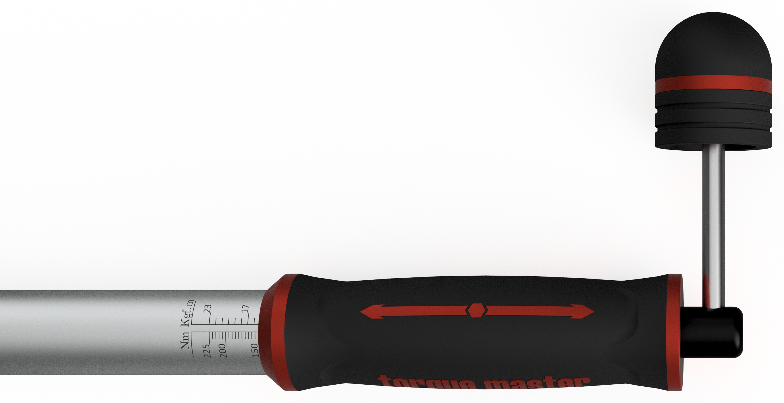 Torque-setting knob at 90 degrees being turned to move the handle edge along the N·m and kgf·m torque scale